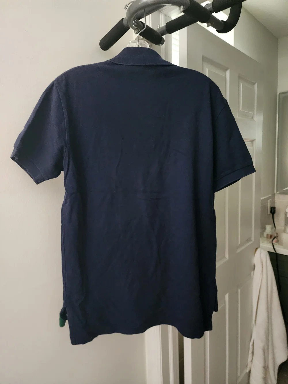 Ralph Lauren Navy Polo with Green & White Diagonal Stripes & Embroidered Logo